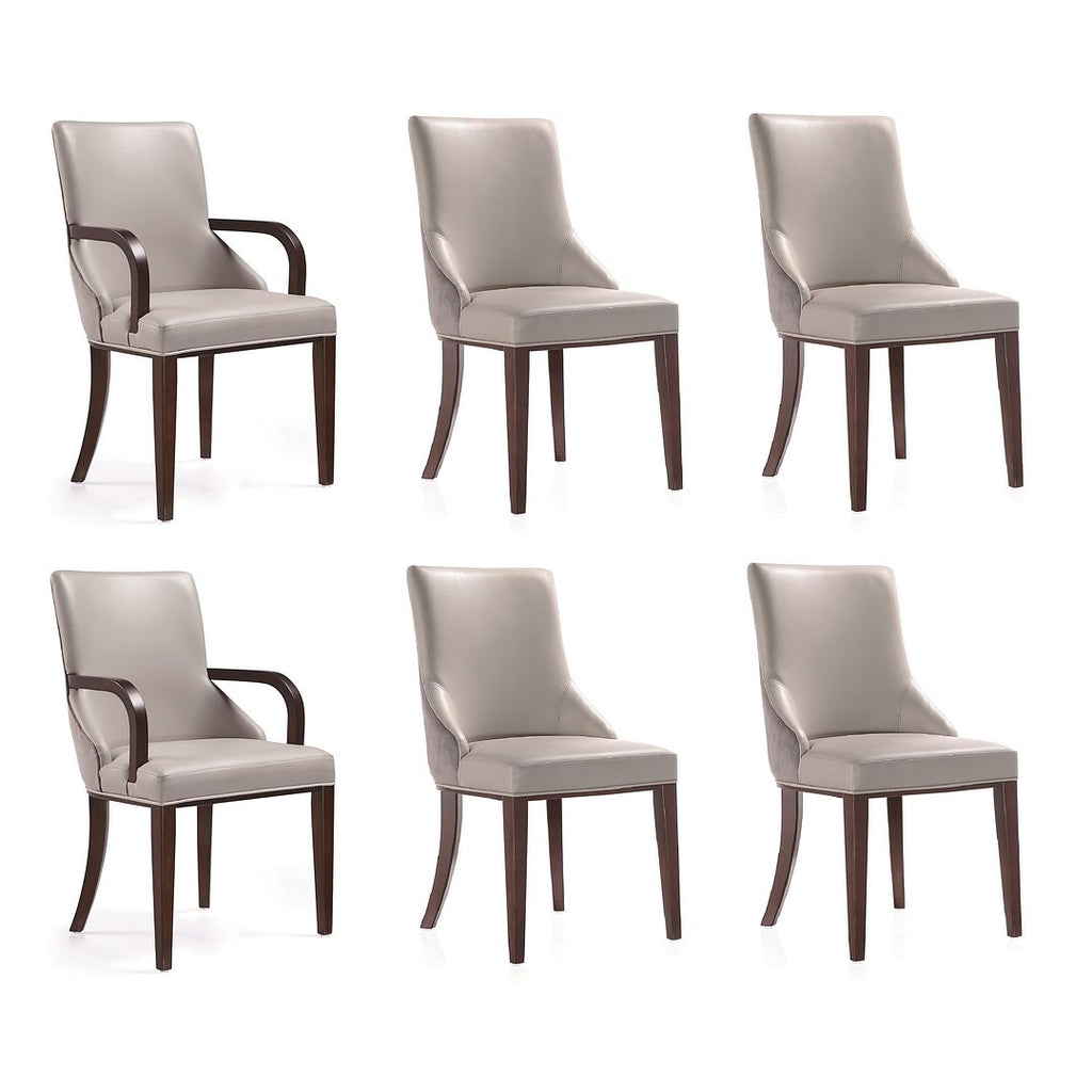Manhattan Comfort Shubert Modern 6 Piece Dining Chair Set Light Grey 6-DC055AR-LG
