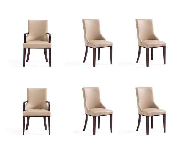 Manhattan Comfort Shubert Modern 6 Piece Dining Chair Set Tan 6-DC055AR-TN