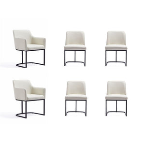 Manhattan Comfort Serena Modern Dining Set  - Set of 6 Cream 6-DC056-CR