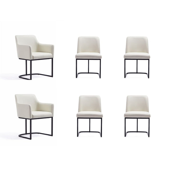 Manhattan Comfort Serena Modern Dining Set  - Set of 6 Cream 6-DC056-CR