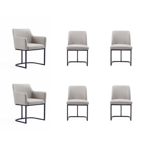 Manhattan Comfort Serena Modern Dining Set  - Set of 6 Light Grey 6-DC056-LG