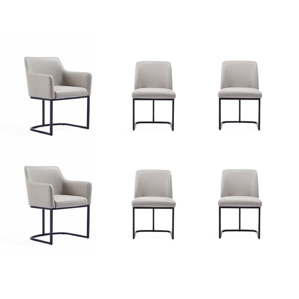 Manhattan Comfort Serena Modern Dining Set  - Set of 6 Light Grey 6-DC056-LG