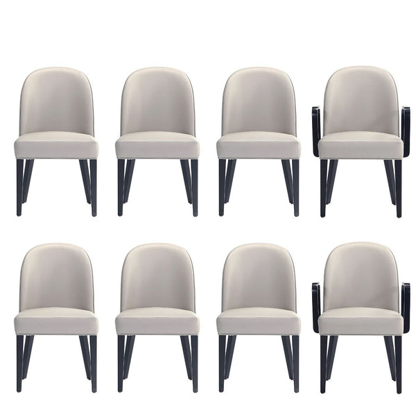 Hillman Dining Side and Arm Chairs in Light Grey - Set of 8 6-DC087-LG Manhattan Comfort