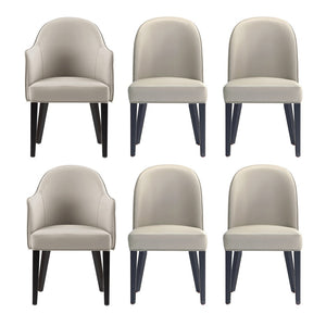 Manhattan Comfort 6-piece Hillman Dining Chairs Set With Elegant Leatherette And Velvet, Beech Wood Legs For Comfort Light Grey Beech Wood 6-dc087ar2-lg