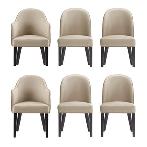 Manhattan Comfort 6-piece Hillman Dining Chairs Set With Elegant Leatherette And Velvet, Beech Wood Legs For Comfort Sand Beech Wood 6-dc087ar2-sd