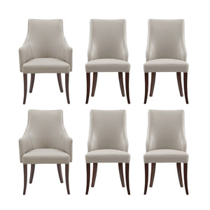 Manhattan Comfort 6-piece Elegant Leatherette And Velvet Dining Chairs With Beech Wood Legs For Luxurious Comfort Light Grey Beech Wood 6-dc095-lg