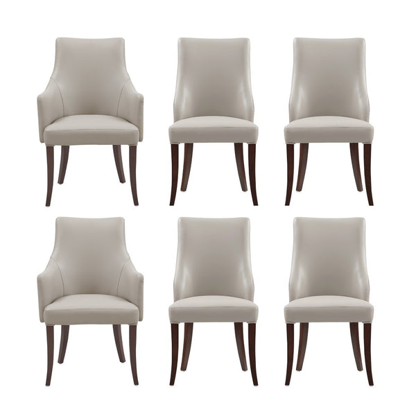 Manhattan Comfort 6-piece Elegant Leatherette And Velvet Dining Chairs With Beech Wood Legs For Luxurious Comfort Light Grey Beech Wood 6-dc095-lg