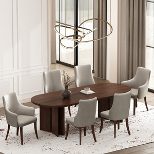 Manhattan Comfort 6-piece Elegant Leatherette And Velvet Dining Chairs With Beech Wood Legs For Luxurious Comfort Light Grey Beech Wood 6-dc095-lg