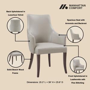 Manhattan Comfort 6-piece Elegant Leatherette And Velvet Dining Chairs With Beech Wood Legs For Luxurious Comfort Light Grey Beech Wood 6-dc095-lg