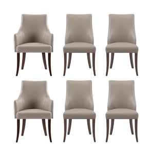 Manhattan Comfort 6-piece Elegant Leatherette And Velvet Dining Chairs With Beech Wood Legs For Luxurious Comfort Taupe Beech Wood 6-dc095-tp