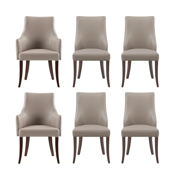Manhattan Comfort 6-piece Elegant Leatherette And Velvet Dining Chairs With Beech Wood Legs For Luxurious Comfort Taupe Beech Wood 6-dc095-tp