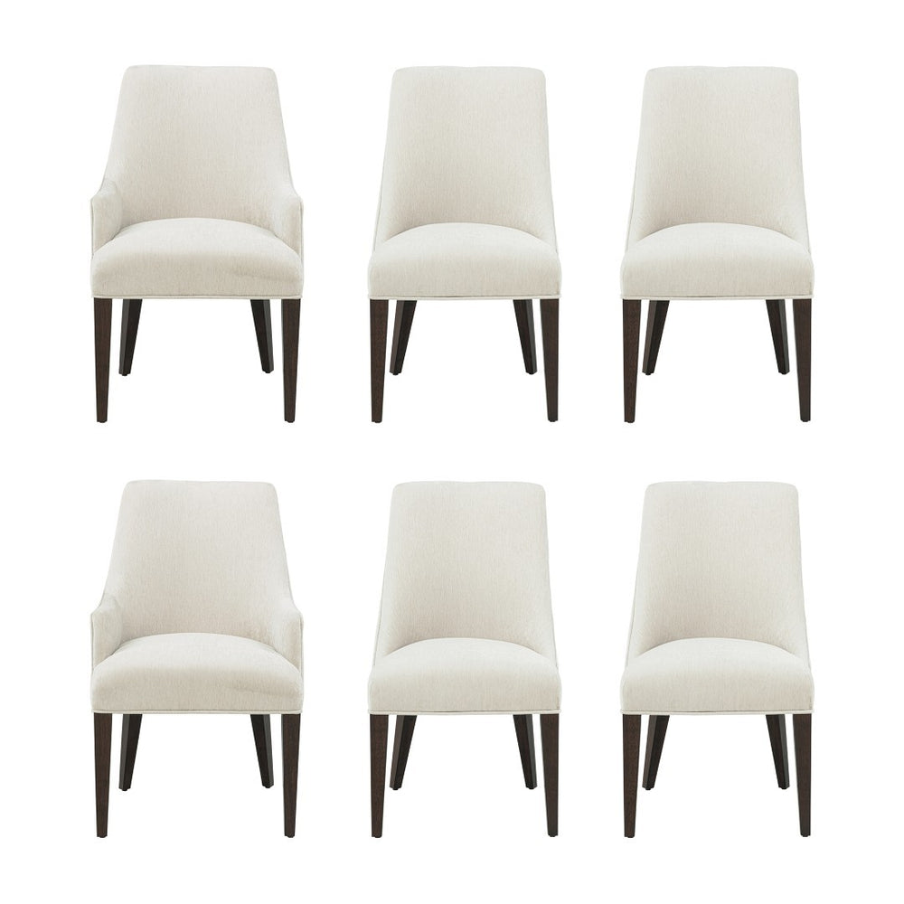 Manhattan Comfort 6-piece Beever Chenille Dining Chairs With Stylish Rubberwood Legs For Elegant Home Decor Upgrade Cream Rubberwood 6-dc103-cr