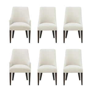 Manhattan Comfort 6-piece Beever Chenille Dining Chairs With Stylish Rubberwood Legs For Elegant Home Decor Upgrade Cream Rubberwood 6-dc103-cr