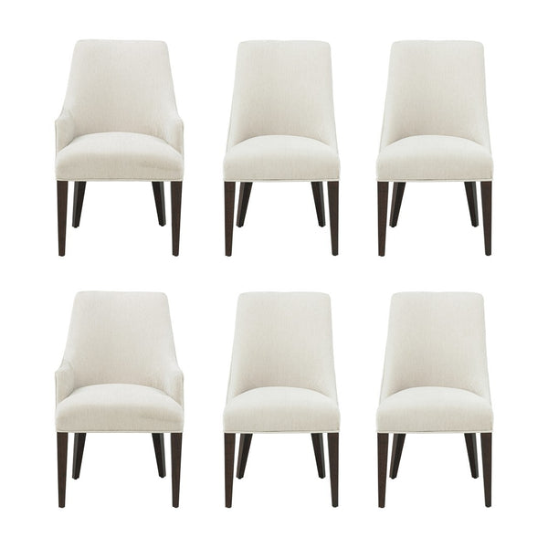 Manhattan Comfort 6-piece Beever Chenille Dining Chairs With Stylish Rubberwood Legs For Elegant Home Decor Upgrade Cream Rubberwood 6-dc103-cr