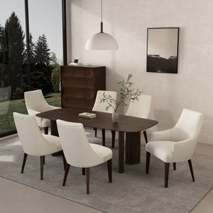 Manhattan Comfort 6-piece Beever Chenille Dining Chairs With Stylish Rubberwood Legs For Elegant Home Decor Upgrade Cream Rubberwood 6-dc103-cr