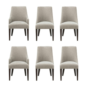 Manhattan Comfort 6-piece Beever Chenille Dining Chairs With Stylish Rubberwood Legs For Elegant Home Decor Upgrade Taupe Rubberwood 6-dc103-tp