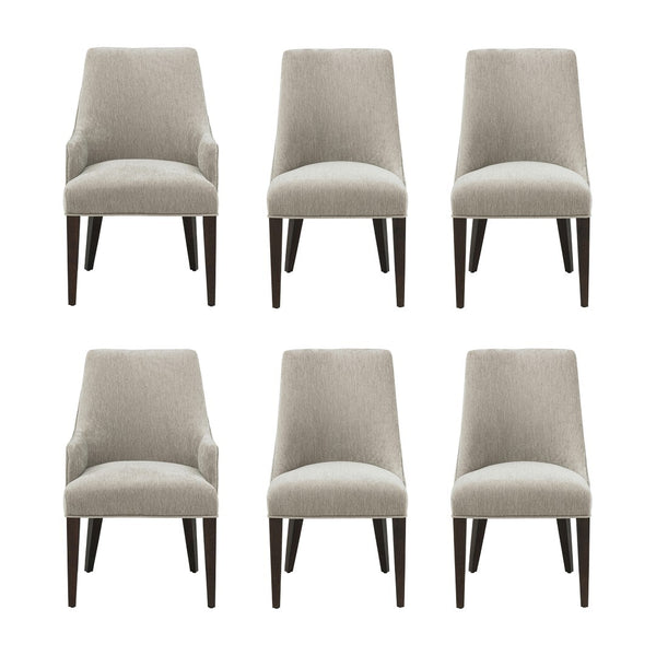 Manhattan Comfort 6-piece Beever Chenille Dining Chairs With Stylish Rubberwood Legs For Elegant Home Decor Upgrade Taupe Rubberwood 6-dc103-tp