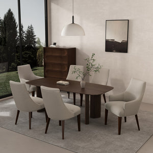Manhattan Comfort 6-piece Beever Chenille Dining Chairs With Stylish Rubberwood Legs For Elegant Home Decor Upgrade Taupe Rubberwood 6-dc103-tp