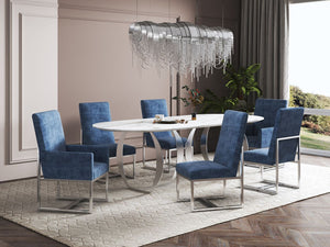 Manhattan Comfort Element Modern 8-Piece Dining Chairs Blue 6-DC2930-BL