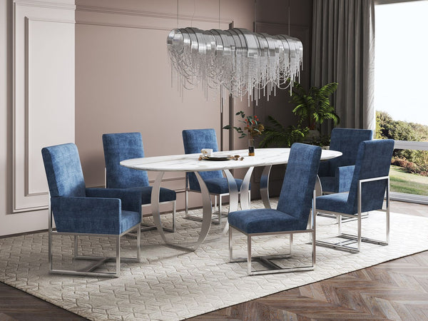 Manhattan Comfort Element Modern 8-Piece Dining Chairs Blue 6-DC2930-BL