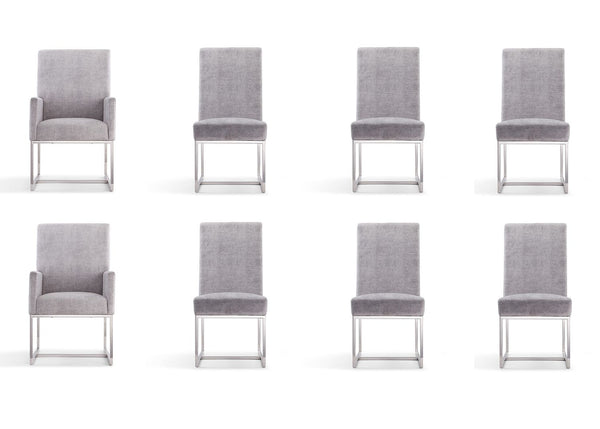 Manhattan Comfort Element Modern 8-Piece Dining Chairs Grey 6-DC2930-GY