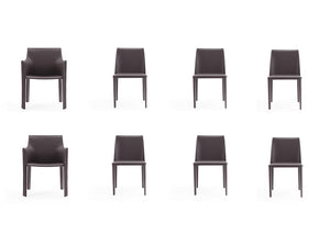 Manhattan Comfort Paris Modern 8-Piece Dining Chairs Grey 6-DC3432-GY