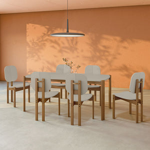 Gales 70.87 Dining Table in Greige - Set of 7 6-DT-79620-OW Manhattan Comfort