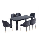 7-Piece Rockaway  70.86  Dining Set in Black with 6 Flor  Dining Chairs in Black 6-DT02DC052-BK Manhattan Comfort