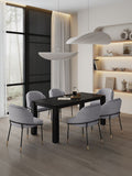 7-Piece Rockaway  70.86  Dining Set in Black with 6 Flor  Dining Chairs in Grey 6-DT02DC052-GY Manhattan Comfort