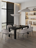 7-Piece Rockaway  70.86  Dining Set in Black with 6 Flor  Dining Chairs in Wheat 6-DT02DC052-WT Manhattan Comfort