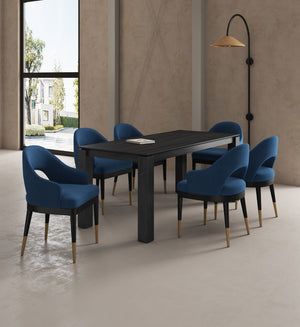 7-PieceRockaway 70.86 Dining Set with 6 Carrington Chairs in Black and Midnight Blue 6-DT02DC089AR-BKBL Manhattan Comfort