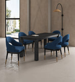 7-PieceRockaway 70.86 Dining Set with 6 Carrington Chairs in Black and Midnight Blue 6-DT02DC089AR-BKBL Manhattan Comfort