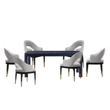 7-PieceRockaway 70.86 Dining Set with 6 Carrington Chairs in Black and Light Grey 6-DT02DC089AR-BKLG Manhattan Comfort