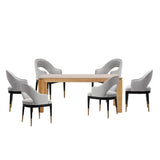 7-PieceRockaway 70.86 Dining Set with 6 Carrington Chairs in Natural and Light Grey 6-DT02DC089AR-NALG Manhattan Comfort