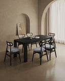 Rockaway 70.86 Dining Set with 6 Colbert Chairs in Black and Grey 6-DT02DCCA02-GY Manhattan Comfort