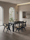 7-Piece Rockaway  70.86  Dining Set in Black with 6 Hamlet Side and Arm Chairs 6-DT02DCCA03-BK Manhattan Comfort