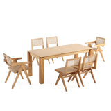 7-Piece Rockaway  70.86  Dining Set in Nature with 6 Hamlet Side and Arm Chairs 6-DT02DCCA03-NA Manhattan Comfort