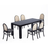 7-Piece Rockaway  70.86  Dining Set in Black with 6 Paragon 1.0 Dining Chairs 6-DT02DCCA05-GY Manhattan Comfort