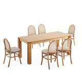 7-Piece Rockaway  70.86  Dining Set in Nature with 6 Paragon 1.0 Dining Chairs 6-DT02DCCA05-OM Manhattan Comfort