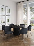 7-Piece Hathaway  59.05  Round Dining Set in Black with 6 Flor  Dining Chairs in Black 6-DT05DC052-BK Manhattan Comfort