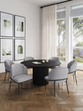 7-Piece Hathaway  59.05  Round Dining Set in Black with 6 Flor  Dining Chairs in Grey 6-DT05DC052-GY Manhattan Comfort