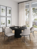 7-Piece Hathaway  59.05  Round Dining Set in Black with 6 Flor  Dining Chairs in Wheat 6-DT05DC052-WT Manhattan Comfort