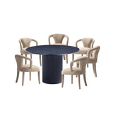 7-Piece Hathaway 59.05 Round Dining Set in Black with 6 Flor Dining Chairs in Grey 6-DT05DC088AR-BKGD Manhattan Comfort