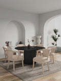 7-Piece Hathaway 59.05 Round Dining Set in Black with 6 Flor Dining Chairs in Grey 6-DT05DC088AR-BKGD Manhattan Comfort