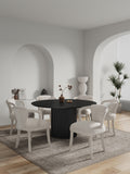 7-Piece Hathaway 59.05 Round Dining Set in Black with 6 Flor Dining Chairs in Ivory 6-DT05DC088AR-BKIV Manhattan Comfort