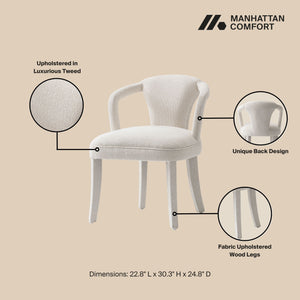 7-Piece Hathaway 59.05 Round Dining Set in Black with 6 Flor Dining Chairs in Ivory 6-DT05DC088AR-BKIV Manhattan Comfort