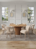 7-Piece Hathaway 59.05 Round Dining Set in Natural with 6 Flor Dining Chairs in Grey 6-DT05DC088AR-NAGD Manhattan Comfort