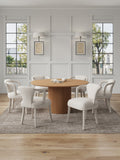 7-Piece Hathaway 59.05 Round Dining Set in Natural with 6 Flor Dining Chairs in Ivory 6-DT05DC088AR-NAIV Manhattan Comfort