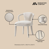 7-Piece Hathaway 59.05 Round Dining Set in Natural with 6 Flor Dining Chairs in Ivory 6-DT05DC088AR-NAIV Manhattan Comfort