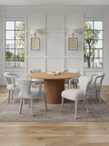 7-Piece Hathaway 59.05 Round Dining Set in Natural with 6 Flor Dining Chairs in Silver Lining 6-DT05DC088AR-NASL Manhattan Comfort